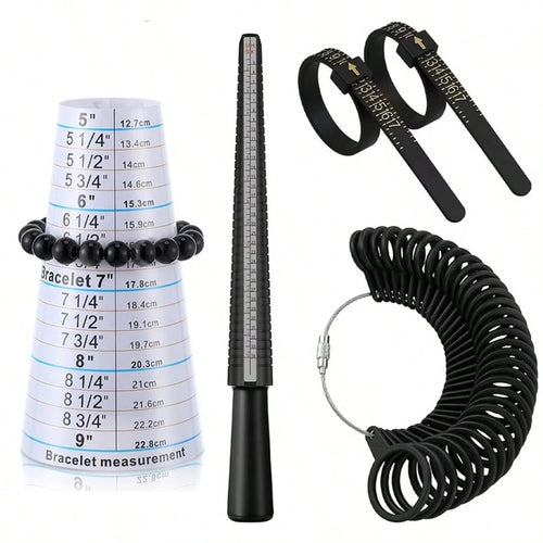 KLONKEE Ring And Bracelet Size Measurement Tools, Plastic Ring Sizer, Bracelet Inner Diameter Gauge, Ring Size Ruler And Universal Finger Measuring Tape, Suitable For Jewelry Making, Portable Design