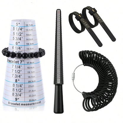 KLONKEE Ring And Bracelet Size Measurement Tools, Plastic Ring Sizer, Bracelet Inner Diameter Gauge, Ring Size Ruler And Universal Finger Measuring Tape, Suitable For Jewelry Making, Portable Design