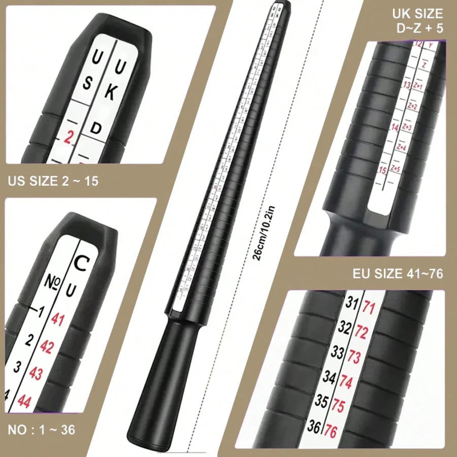KLONKEE Ring And Bracelet Size Measurement Tools, Plastic Ring Sizer, Bracelet Inner Diameter Gauge, Ring Size Ruler And Universal Finger Measuring Tape, Suitable For Jewelry Making, Portable Design