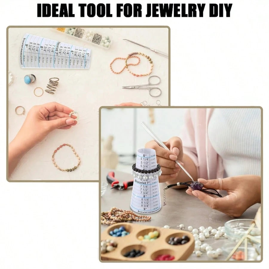 KLONKEE Ring And Bracelet Size Measurement Tools, Plastic Ring Sizer, Bracelet Inner Diameter Gauge, Ring Size Ruler And Universal Finger Measuring Tape, Suitable For Jewelry Making, Portable Design