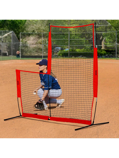 L&I Screen Baseball For Batting Cage 7x7&7x4 Ft Baseball & Softball Safety Screen Body Protector Portable Batting Screen With Carry Bag Wheels Ground Stakes Heavy Duty Pitching Net For Pitchers Protec