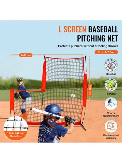 L&I Screen Baseball For Batting Cage 7x7&7x4 Ft Baseball & Softball Safety Screen Body Protector Portable Batting Screen With Carry Bag Wheels Ground Stakes Heavy Duty Pitching Net For Pitchers Protec