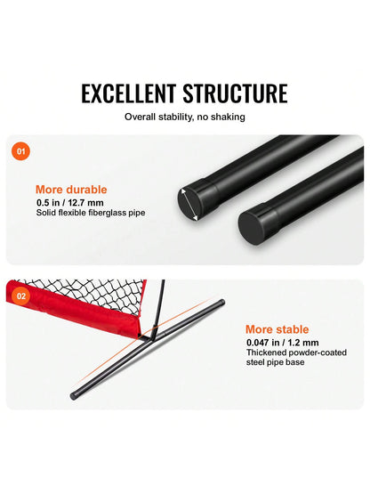 L&I Screen Baseball For Batting Cage 7x7&7x4 Ft Baseball & Softball Safety Screen Body Protector Portable Batting Screen With Carry Bag Wheels Ground Stakes Heavy Duty Pitching Net For Pitchers Protec