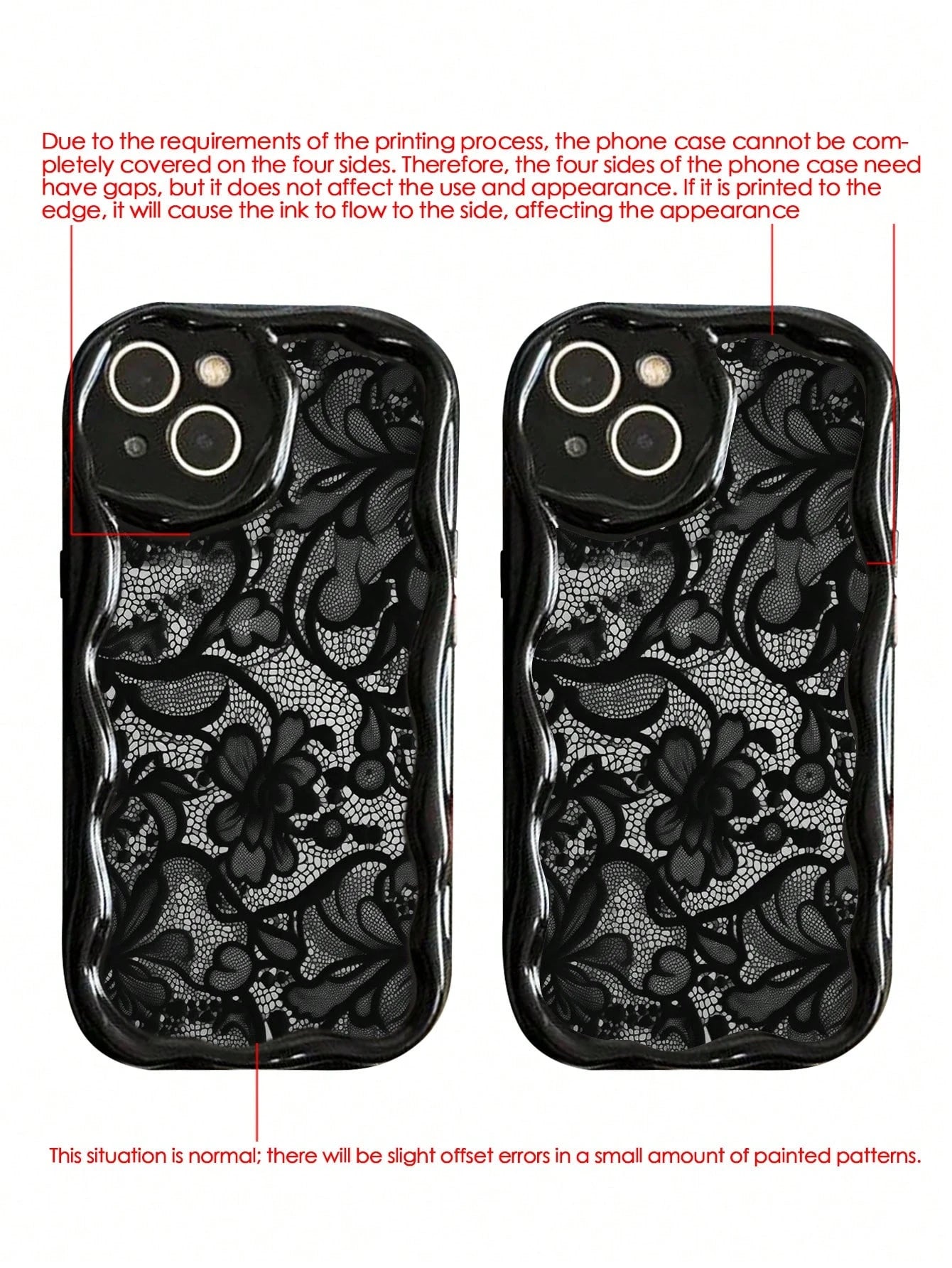 Lace Colorful Printed Black Cream Patterned Soft Case Compatible With IP17/IP17PROMAX/Iphone16//Iphone16pro/Iphone16promax/Iphone15/ XR/7p8p/P12promax/P13promax/P14PROMAX/P13/P14/P11/P12/P14 Cute Fa