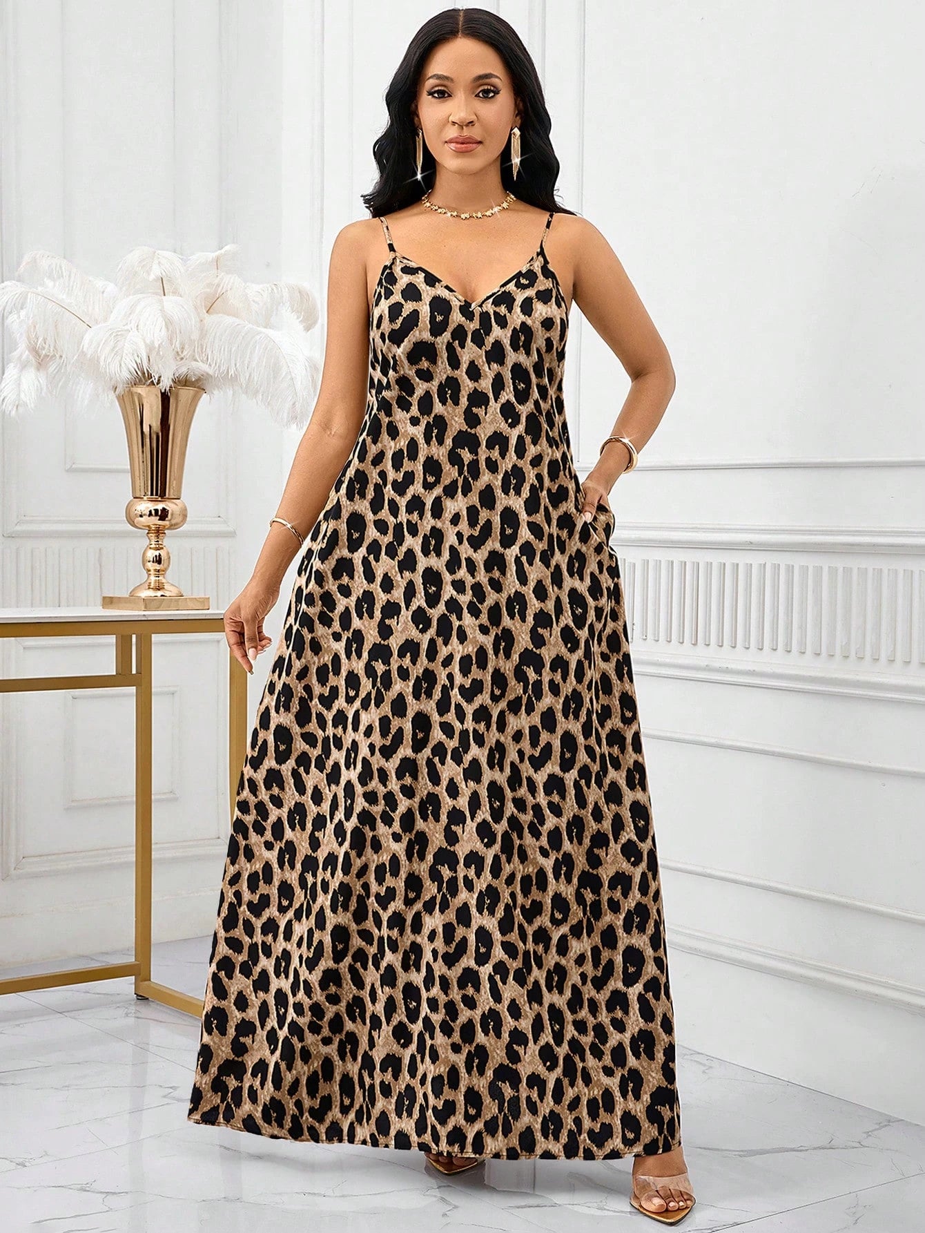 Lady Rainbow Leopard Women's Maxi Dress Summer Casual Sexy Vacation Boho Backless Loose Baggy Strapless Cami Top BirthdayEvent Holiday Tropical Beach