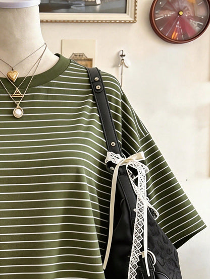 Lalippa Teacher's Day Pattern Digital Print Fashion Simple Women's Plus Size Long Round Neck Drop Shoulder T-Shirt Friend's Gift