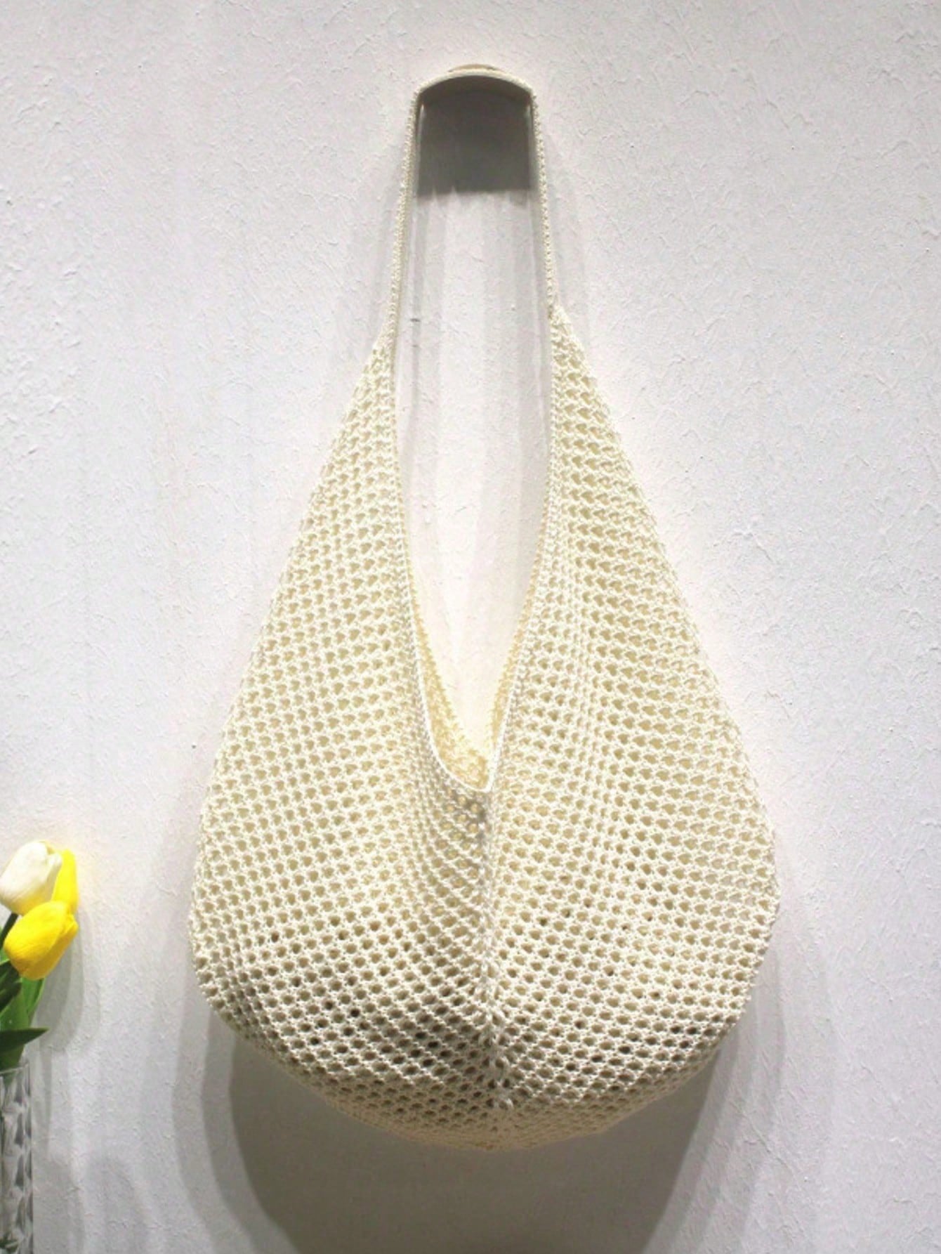 Large Capacity Crochet Shoulder Tote Bag, Lightweight Multifunctional Knitted Handbag, Suitable For Travel, Beach, Vacation And Daily Use