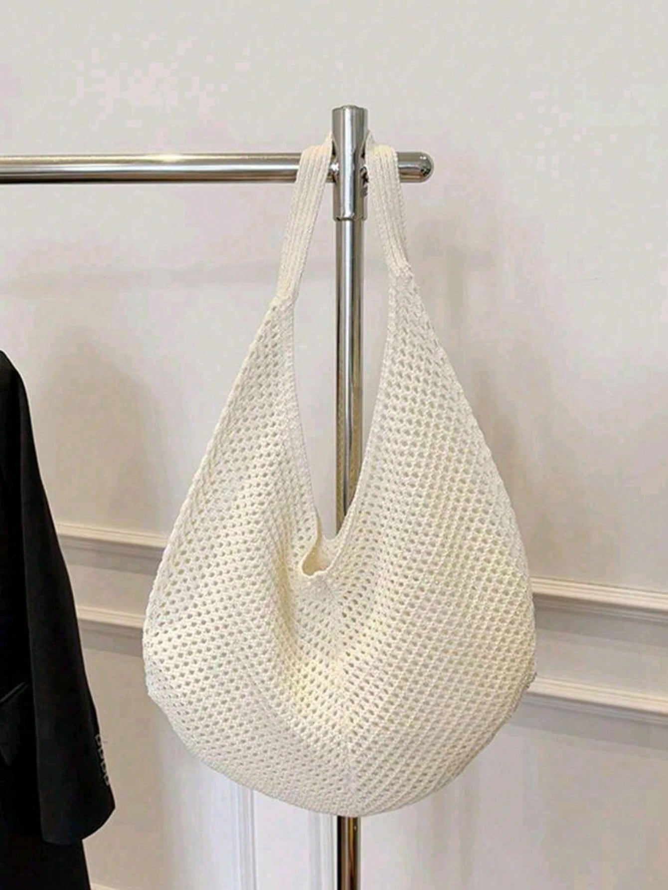 Large Capacity Crochet Shoulder Tote Bag, Lightweight Multifunctional Knitted Handbag, Suitable For Travel, Beach, Vacation And Daily Use