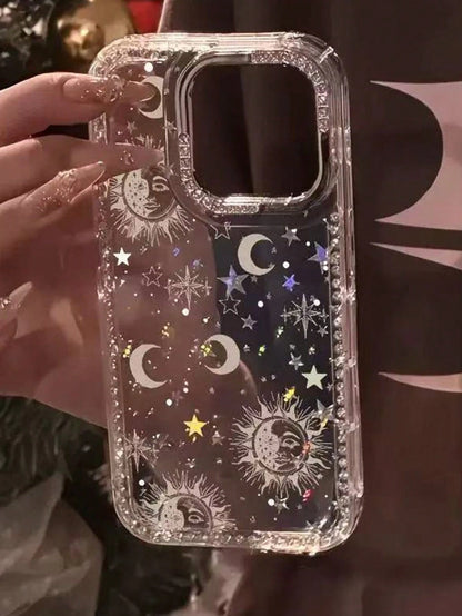 Large Hole Rivet Frame Phone Case, Full Screen Laser Starry Sky Transparent Phone Case, Suitable For IPhone 11/12/13/14/15/16/16 Pro Max Transparent Hard Protective Cover, With Premium Hand Feel, Suit