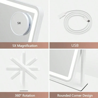 Large Makeup Mirror With Light Strip, 5X Magnifying Glass Illumination, Makeup Mirror Desktop, Smart Touch Desktop, Mirror Strip With 3-Color Adjustable Lighting, Suitable For Dressing Table And Makeu