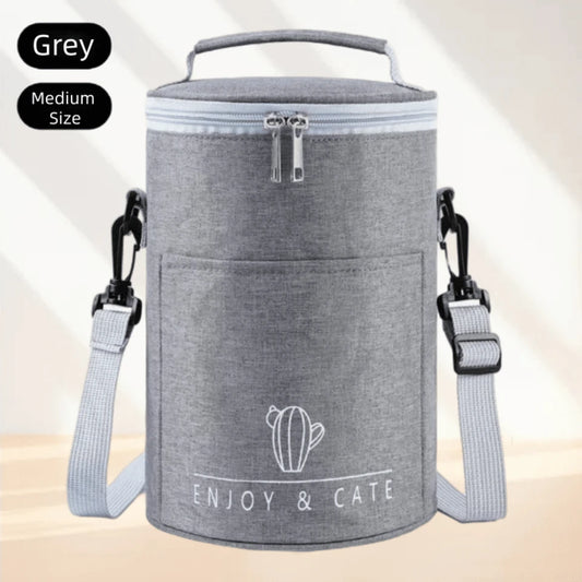 Large Portable Round Lunch Tote, Thick Aluminum Foil Insulated Design, Practical Thermal Lunch Bag For Office & Daily Commute ﻿