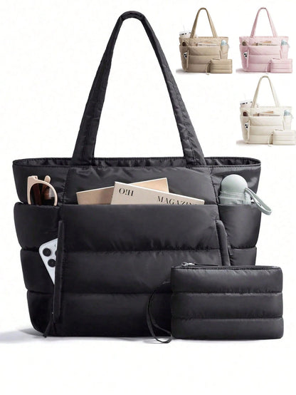 Large Puffer Tote Bag For Women, Laptop Work Bags For Women, Waterproof Purses And Bags Women, Back To School Travel Essential