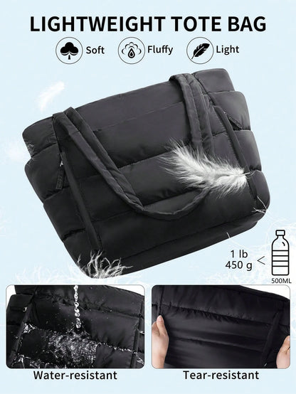 Large Puffer Tote Bag For Women, Laptop Work Bags For Women, Waterproof Purses And Bags Women, Back To School Travel Essential