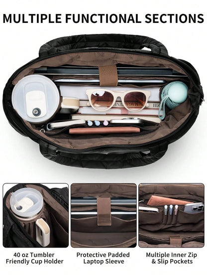 Large Puffer Tote Bag For Women, Laptop Work Bags For Women, Waterproof Purses And Bags Women, Back To School Travel Essential