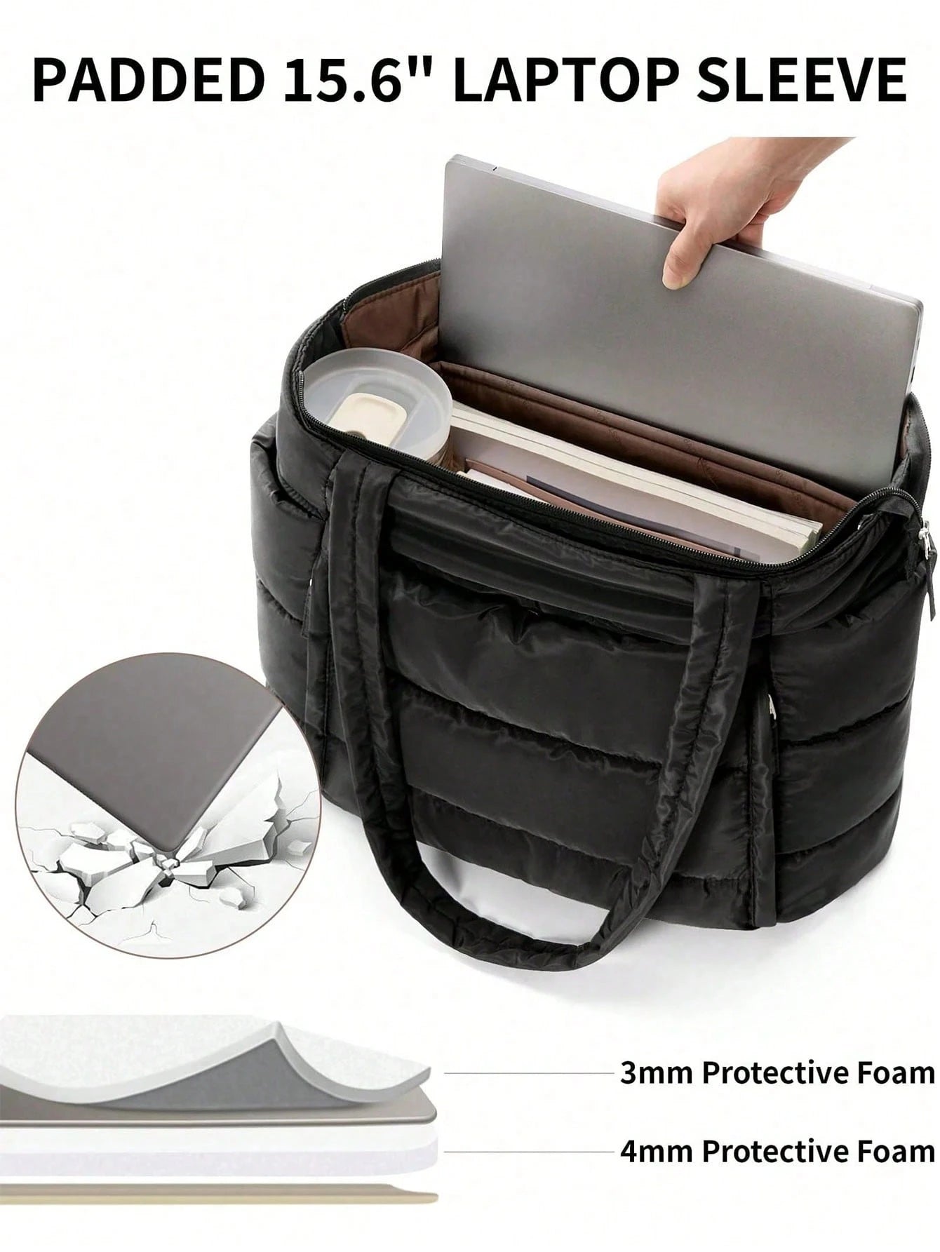 Large Puffer Tote Bag For Women, Laptop Work Bags For Women, Waterproof Purses And Bags Women, Back To School Travel Essential