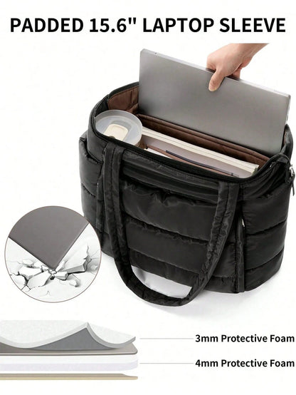 Large Puffer Tote Bag For Women, Laptop Work Bags For Women, Waterproof Purses And Bags Women, Back To School Travel Essential