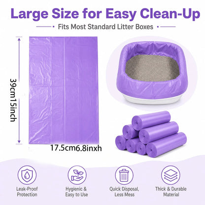 Large Thick Leak-Proof Cat Litter Bags, Suitable For Pet Waste Cleanup And Odor Control; Made Of Thick Absorbent Material With Drawstring Seal Design, Specifically Designed For Multi-Cat Households, E
