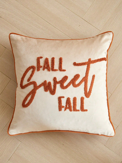 LCUHPCL 1pc Fall Sweet Fall Velvet 3D Embroidered Pillow Case, Autumn Vibe, Suitable For Bedroom, Living Room, Sofa