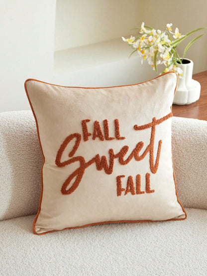 LCUHPCL 1pc Fall Sweet Fall Velvet 3D Embroidered Pillow Case, Autumn Vibe, Suitable For Bedroom, Living Room, Sofa