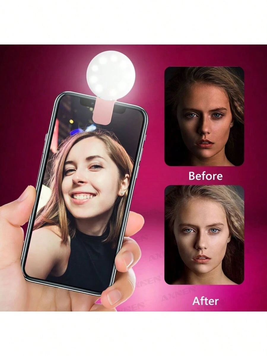 LED Selfie Light, Portable LED Light, Ring Light, Clip-On Fill Light, 3 Lighting Modes, Phone Selfie Light, Makeup Mirror Light, Suitable For Phones And Computers, For Makeup, Zoom Meetings, Live Stre
