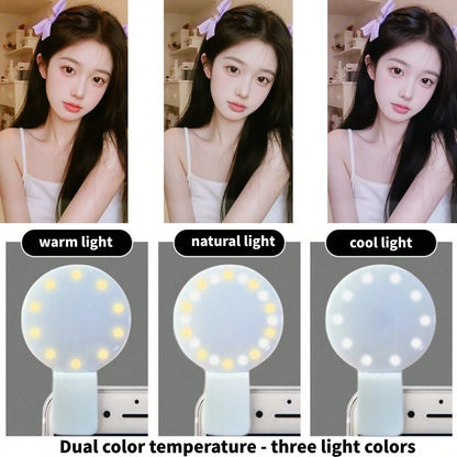 LED Selfie Light, Portable LED Light, Ring Light, Clip-On Fill Light, 3 Lighting Modes, Phone Selfie Light, Makeup Mirror Light, Suitable For Phones And Computers, For Makeup, Zoom Meetings, Live Stre