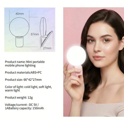 LED Selfie Light, Portable LED Light, Ring Light, Clip-On Fill Light, 3 Lighting Modes, Phone Selfie Light, Makeup Mirror Light, Suitable For Phones And Computers, For Makeup, Zoom Meetings, Live Stre