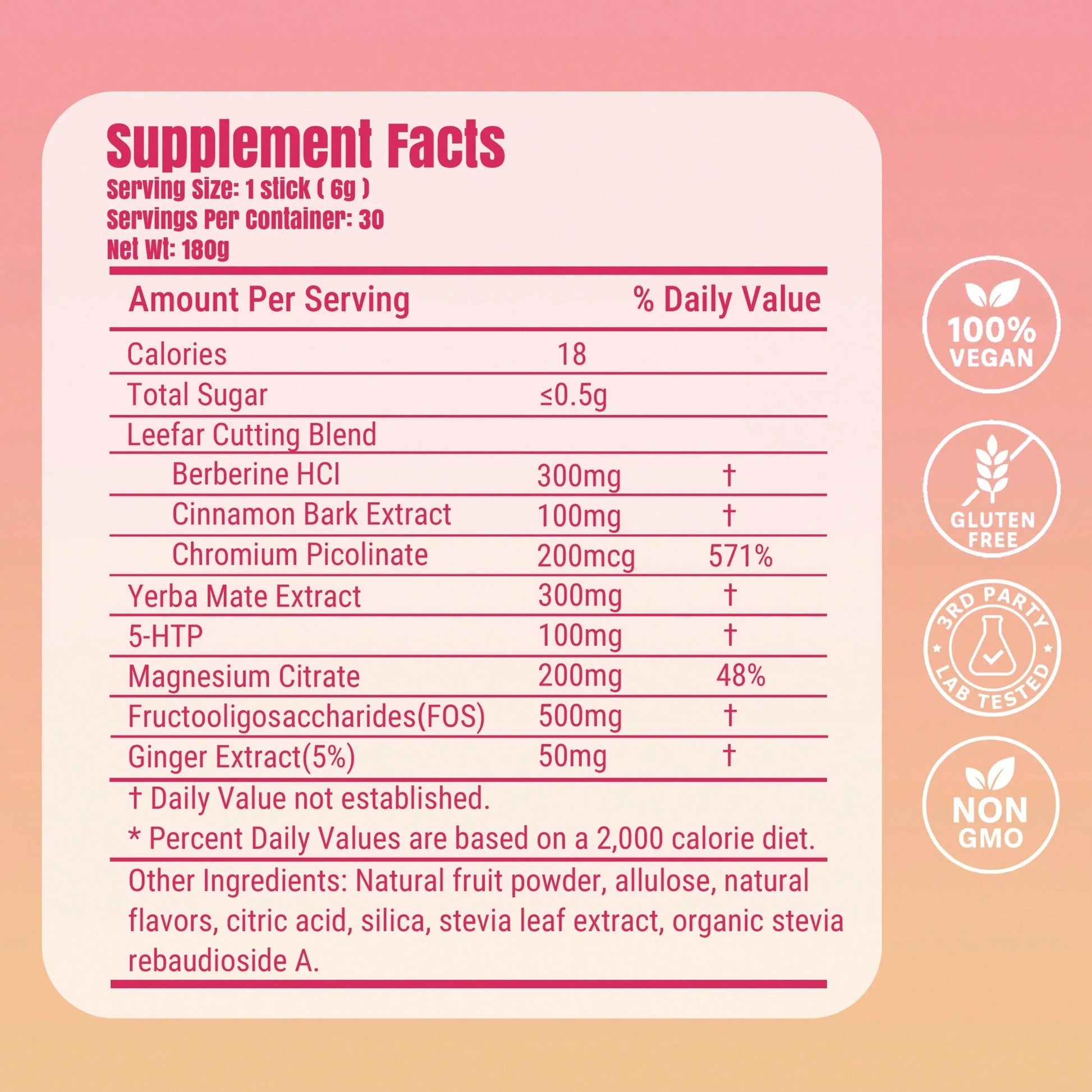 LeeFar Cutting Drink Mix –| Strawberry Açaí Flavor – 30 Servings