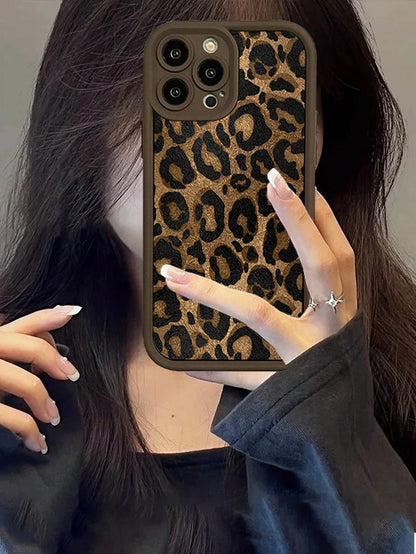 Leopard Print Silicone Shockproof Soft Phone Case, Compatible With IPhone 17 Pro Max/17 Pro/17 Air/17/16 Pro Max/16/16 Pro/16 Plus/16E/15/15 Plus/15 Pro/15 Pro Max/11/12/13/14 Pro Max/XS/XR/11 Pro/11