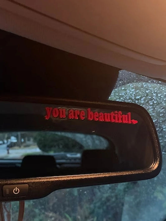 Letter Graphic Car Rearview Mirror Sticker