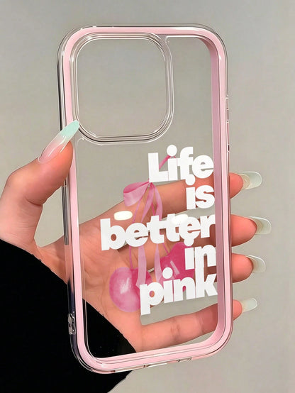 Letter Painted Hole Minimalist 2-In-1 Matte Pink Frame Anti-Drop Thickened Phone Protective Case Compatible With Ip 17 Ip 17pro Ip 17promax IP16/11/16pro/16plus/16promax/16e/15Promax/13/14/12/XS/XRip1