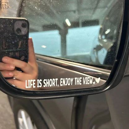 Life Is Short, Enjoy The View. Rearview Mirror Sticker, Side Mirror Sticker, Interior Rearview Mirror Decorative Sticker, Car Sticker, Floral Sticker, Car Decal
