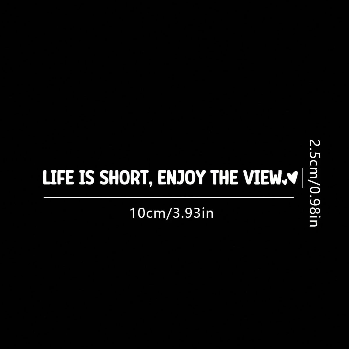 Life Is Short, Enjoy The View. Rearview Mirror Sticker, Side Mirror Sticker, Interior Rearview Mirror Decorative Sticker, Car Sticker, Floral Sticker, Car Decal