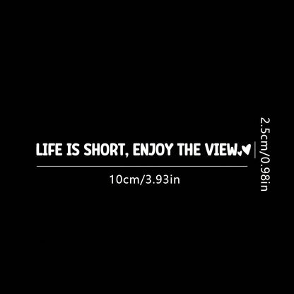 Life Is Short, Enjoy The View. Rearview Mirror Sticker, Side Mirror Sticker, Interior Rearview Mirror Decorative Sticker, Car Sticker, Floral Sticker, Car Decal