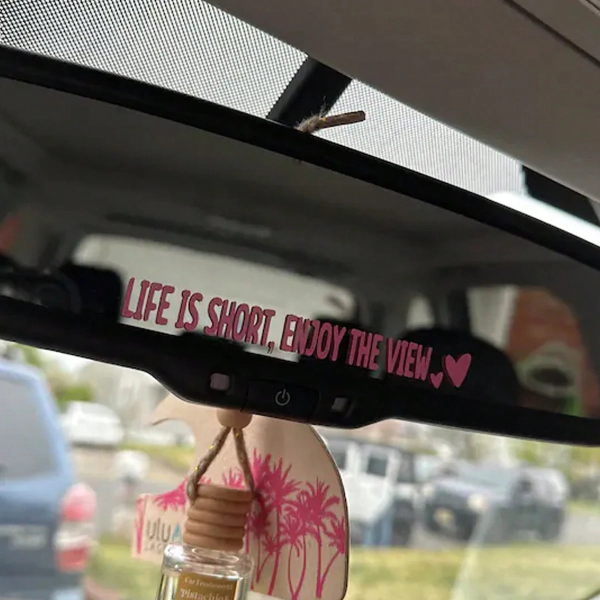 Life Is Short, Enjoy The View. Rearview Mirror Sticker, Side Mirror Sticker, Interior Rearview Mirror Decorative Sticker, Car Sticker, Floral Sticker, Car Decal