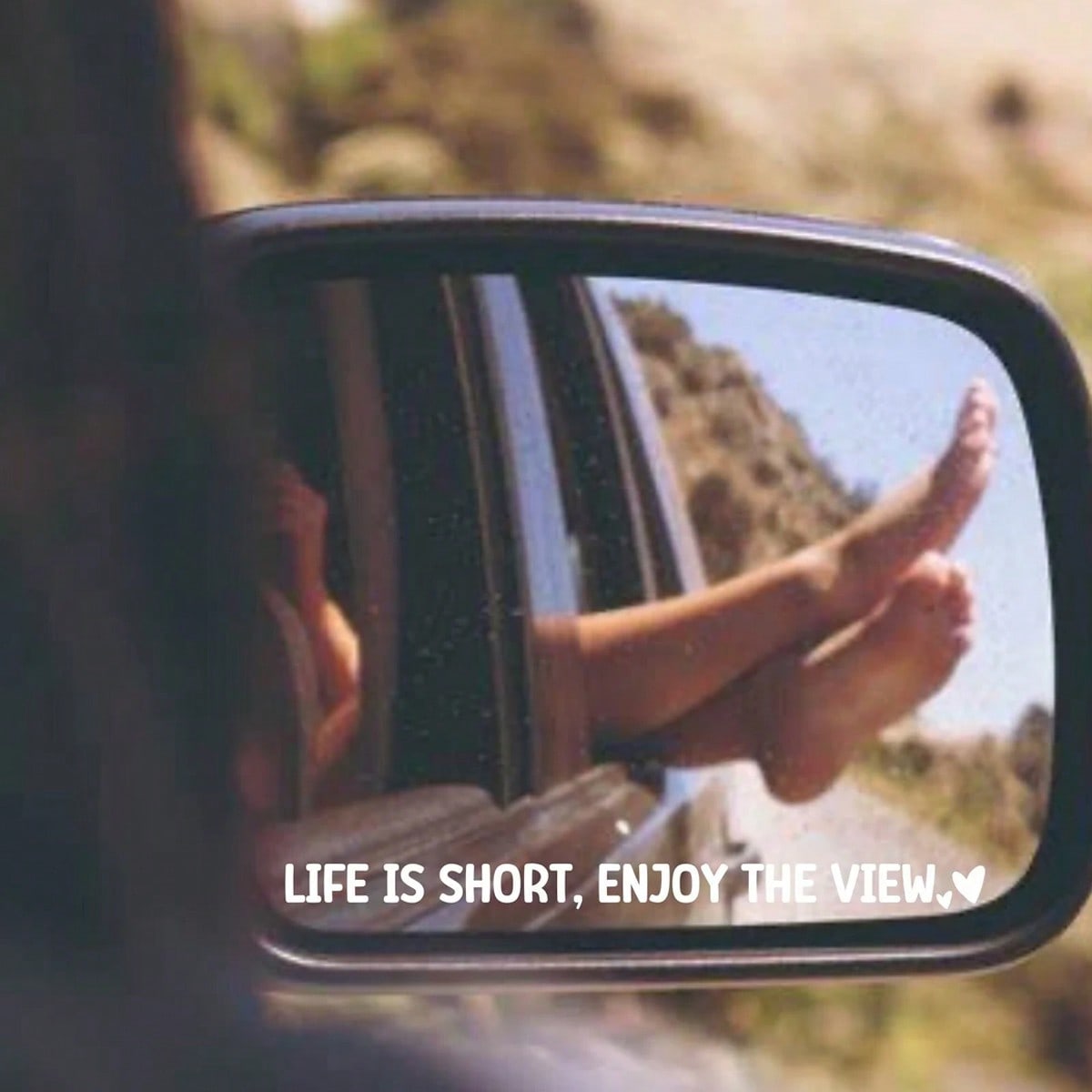 Life Is Short, Enjoy The View. Rearview Mirror Sticker, Side Mirror Sticker, Interior Rearview Mirror Decorative Sticker, Car Sticker, Floral Sticker, Car Decal