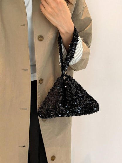 Lightweight, Business Casual Rhinestone Decor Bucket Bag Mini Drawstring Design, Clear Bag Faux Pearl Bag Evening Bag, Dinner Bag Glamorous, Elegant, Exquisite, Quiet Luxury Rhinestone For Party Girl