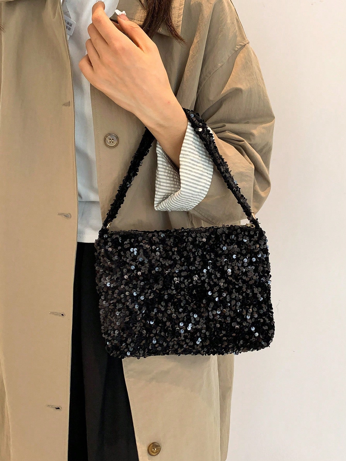 Lightweight, Business Casual Rhinestone Decor Bucket Bag Mini Drawstring Design, Clear Bag Faux Pearl Bag Evening Bag, Dinner Bag Glamorous, Elegant, Exquisite, Quiet Luxury Rhinestone For Party Girl