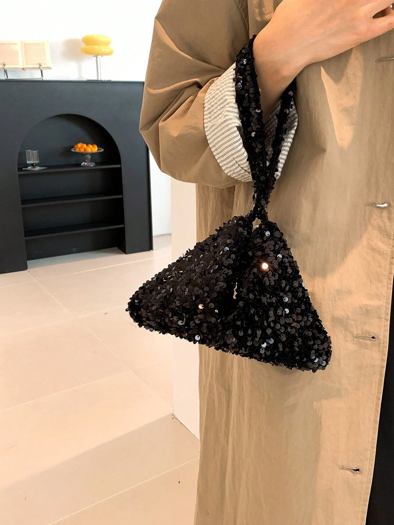 Lightweight, Business Casual Rhinestone Decor Bucket Bag Mini Drawstring Design, Clear Bag Faux Pearl Bag Evening Bag, Dinner Bag Glamorous, Elegant, Exquisite, Quiet Luxury Rhinestone For Party Girl