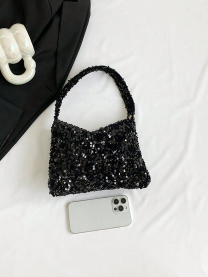 Lightweight, Business Casual Rhinestone Decor Bucket Bag Mini Drawstring Design, Clear Bag Faux Pearl Bag Evening Bag, Dinner Bag Glamorous, Elegant, Exquisite, Quiet Luxury Rhinestone For Party Girl