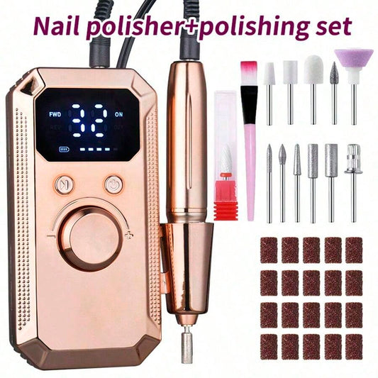 Lightweight, Portable And Easy-To-Operate Nail Drill, Essential Nail Drill And Electric Manicure Set. Can Be Used As Gel Nail Polish Buffer And Ladies Nail Care. Equipped With 13# Grinding Head And 20