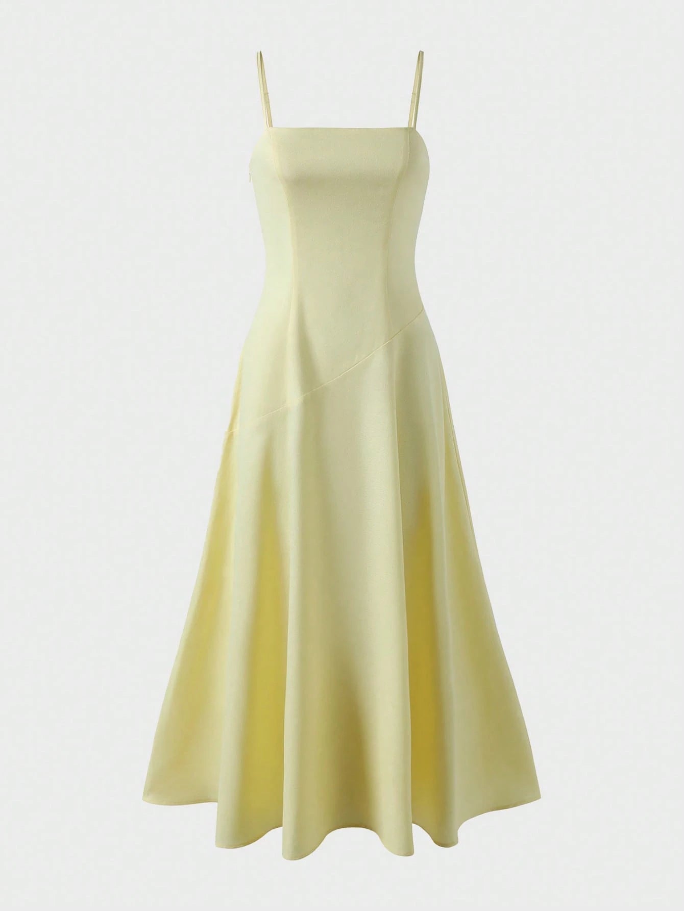 Linen Casual Vacation Dress, Solid Color Slim Fit Linen Spaghetti Strap Dress For Beach Travel Elegant Summer Yellow