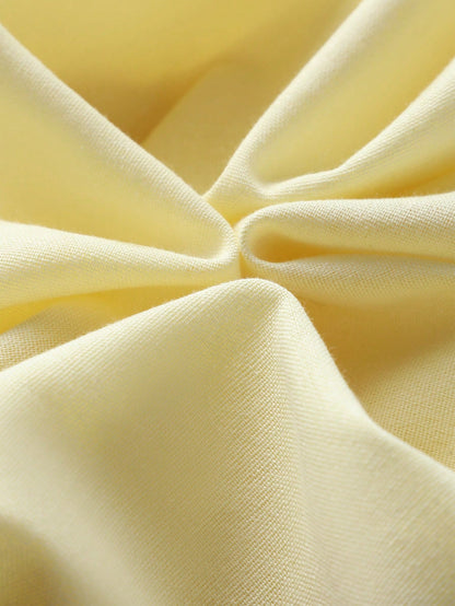 Linen Casual Vacation Dress, Solid Color Slim Fit Linen Spaghetti Strap Dress For Beach Travel Elegant Summer Yellow
