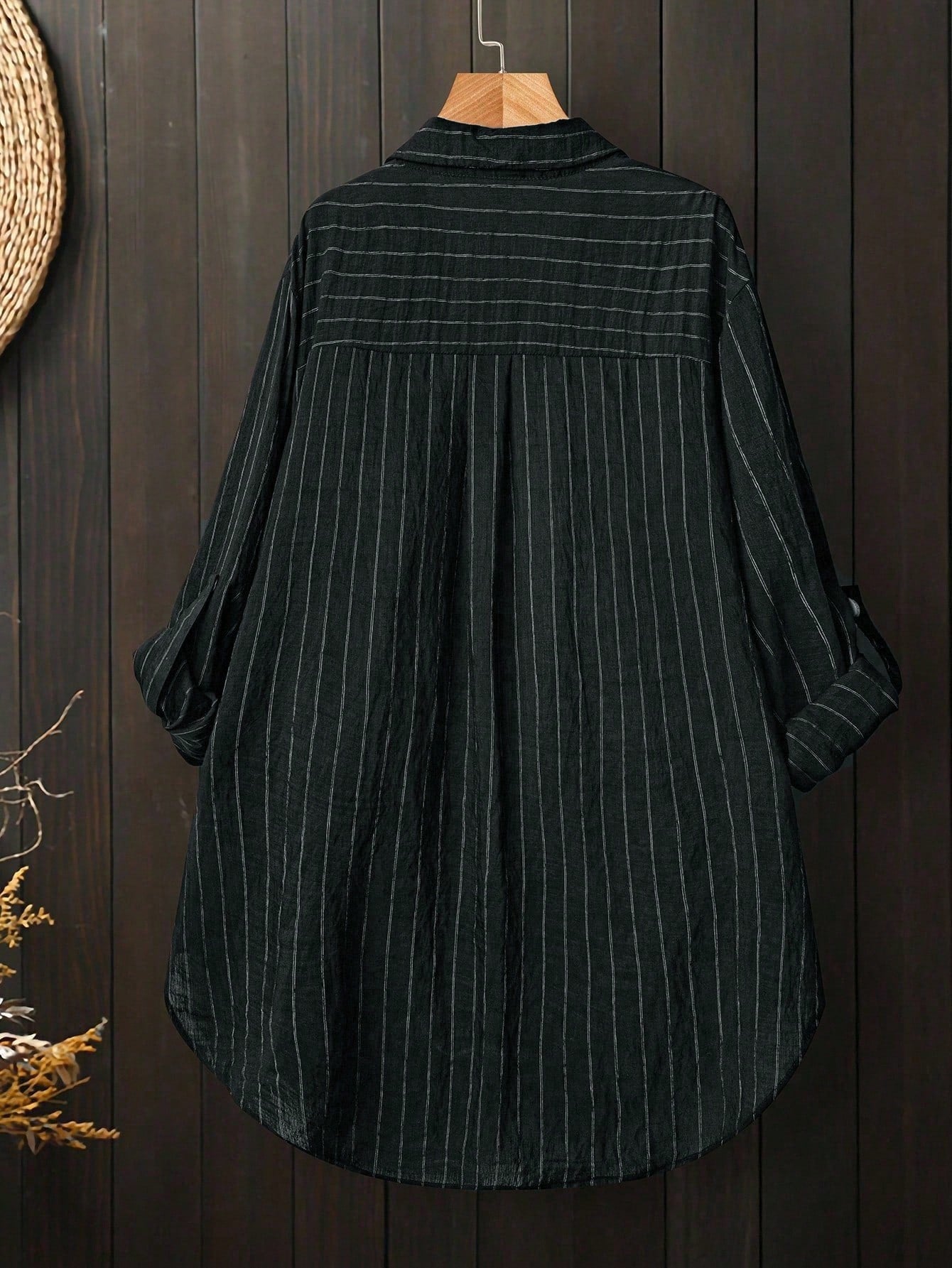 Linhara Plus Size Striped Loose Casual Long Sleeve Shirt Fall Cloth For Women