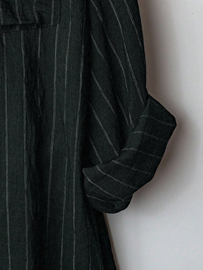 Linhara Plus Size Striped Loose Casual Long Sleeve Shirt Fall Cloth For Women
