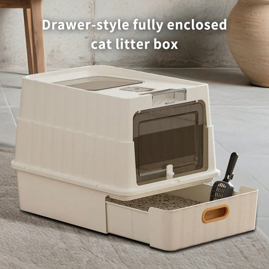 Litter Box Cat Shovel For Cats Up To 10Kg Large Cat Litter Box With Scoop And Drawer, Portable Foldable Cat Litter Box, Furniture For Cats, Indoor Kittens, Pet Toilet