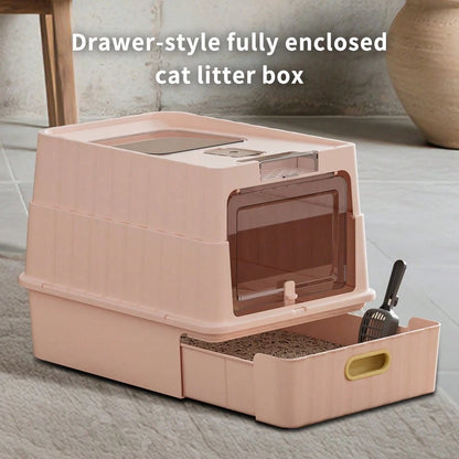 Litter Box Cat Shovel For Cats Up To 10Kg Large Cat Litter Box With Scoop And Drawer, Portable Foldable Cat Litter Box, Furniture For Cats, Indoor Kittens, Pet Toilet