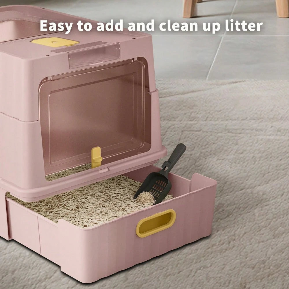 Litter Box Cat Shovel For Cats Up To 10Kg Large Cat Litter Box With Scoop And Drawer, Portable Foldable Cat Litter Box, Furniture For Cats, Indoor Kittens, Pet Toilet