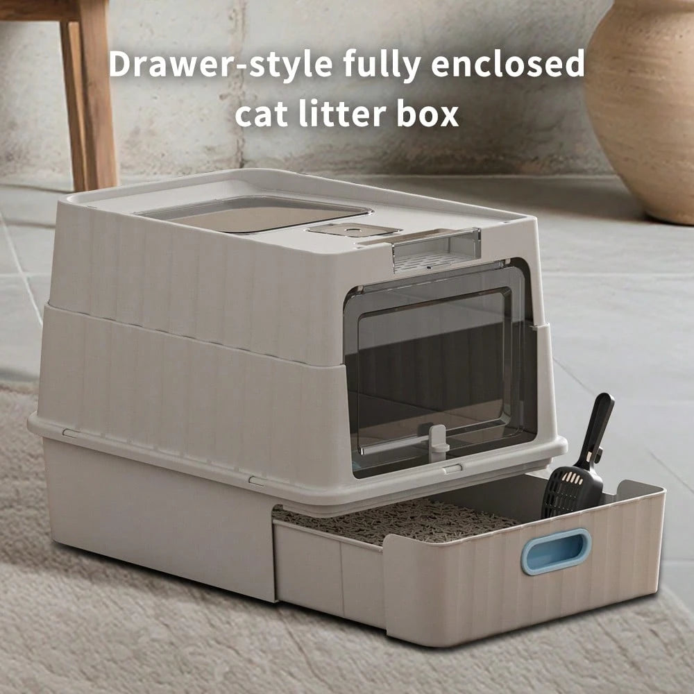Litter Box Cat Shovel For Cats Up To 10Kg Large Cat Litter Box With Scoop And Drawer, Portable Foldable Cat Litter Box, Furniture For Cats, Indoor Kittens, Pet Toilet