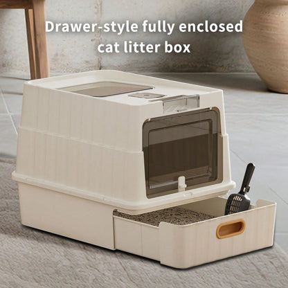 Litter Box Cat Shovel For Cats Up To 10Kg Large Cat Litter Box With Scoop And Drawer, Portable Foldable Cat Litter Box, Furniture For Cats, Indoor Kittens, Pet Toilet