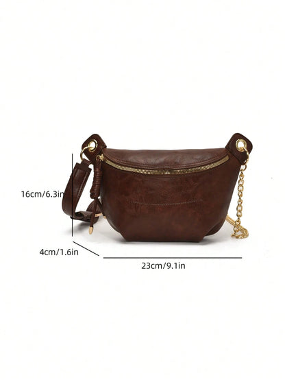 Livesso New Retro Niche Design Handbag, Women's Fashion Wide Strap Crossbody Bag, Casual Versatile Chest Bag/Waist Bag